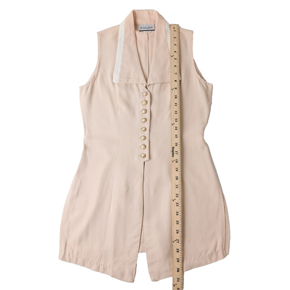 VTG 90s Breakin’ Loose Sleeveless Tunic Vest Sz 4 Button Minimalist Academia - Picture 3 of 10